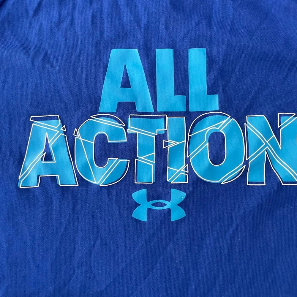 Under Armour Boys HeatGear All Action Graphic T-Shirt Blue YLG Large